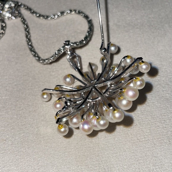 14K White Gold Vintage Mid-Century South Sea Cultured Pearl Pendant/Brooch - Picture 8 of 13